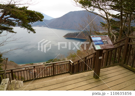 中ノ倉峠展望台から見た冬の本栖湖 110635856