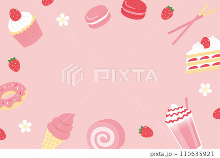 かわいい苺のスイーツの背景イラスト 110635921