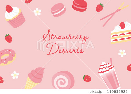 かわいい苺のスイーツの背景イラスト かわいい苺のスイーツの背景イラスト 110635922