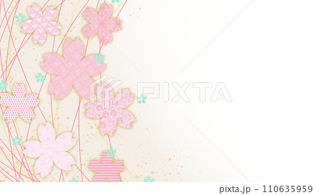 桜の和風背景素材-春の和柄【16:9】 110635959