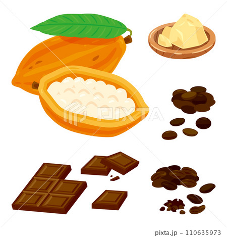 チョコレートの原料と板チョコレート 110635973