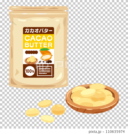 Cocoa butter in a bag and cocoa butter on a plate 110635974
