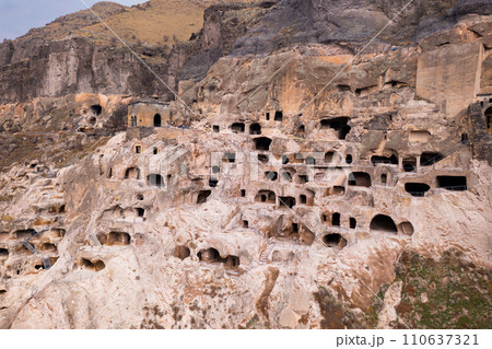 Vardzia cave monastery structures carved into mountain Vardzia cave monastery structures carved into mountain 110637321