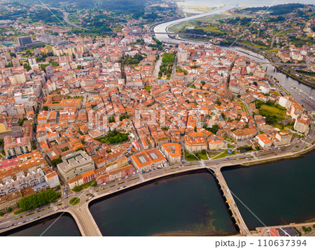 Aerial view on the city Pontevedra. Aerial view on the city Pontevedra. 110637394