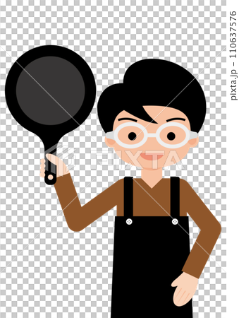 料理をしようとしている眼鏡の男性 料理をしようとしている眼鏡の男性 110637576