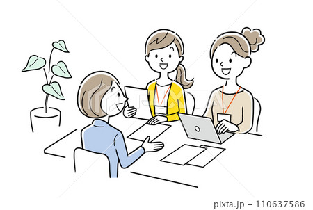 ベクターイラスト素材:仕事の打ち合わせをする女性たち ベクターイラスト素材:仕事の打ち合わせをする女性たち 110637586