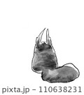 冬毛のニホンリスの後ろ姿　手描き風 110638231