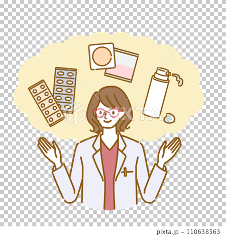 更年期障害のホルモン充填療法について紹介する女医 110638563