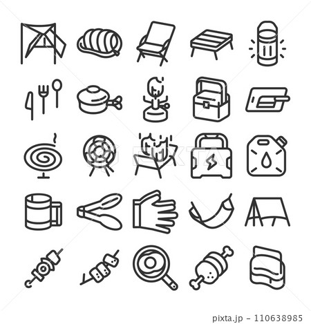 キャンプ アウトドア アイコン セット 110638985