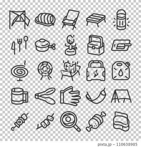 キャンプ アウトドア アイコン セット 110638985