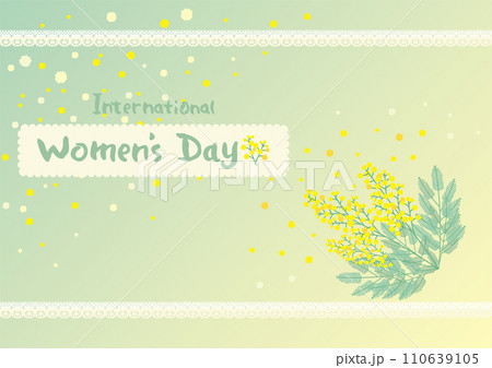 ミモザとレース、右下、国際女性の日 ミモザとレース、右下、国際女性の日 110639105
