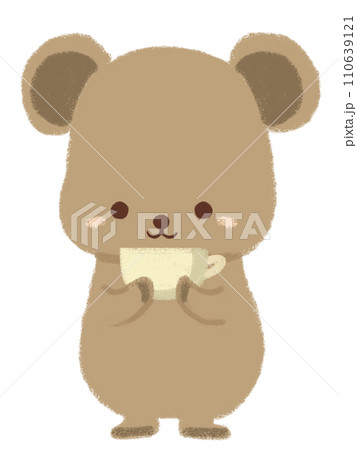 カップを持つナキウサギのイラスト 110639121