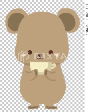 カップを持つナキウサギのイラスト 110639121