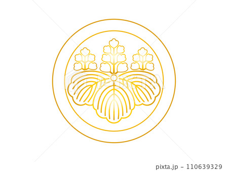 陰丸に五七桐ゴールド 110639329