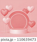 Empty cylindrical podium with hearts. 3d rendering 110639473