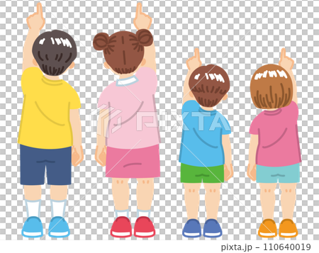 指さす子供の後ろ姿のイラスト素材 110640019