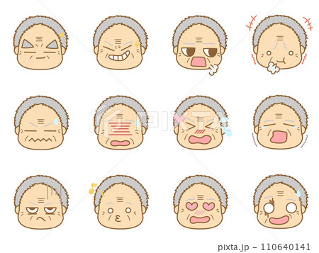 色々な表情の顔文字アイコン おじいさん9 色々な表情の顔文字アイコン おじいさん9 110640141