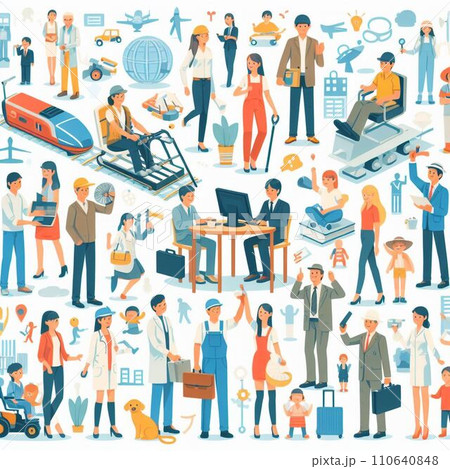 働く人たちのイラストセット 働く人たちのイラストセット 110640848