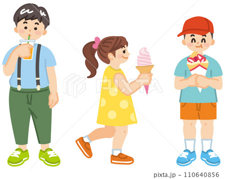 スイーツを食べる子供のイラスト素材 スイーツを食べる子供のイラスト素材 110640856