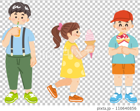 孩子吃甜食插畫素材 110640856