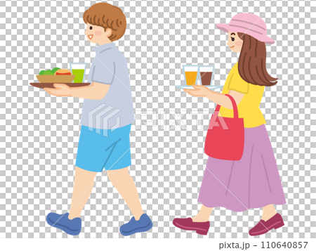 Illustration material of a young man carrying food and drinks 110640857