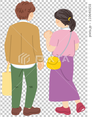 友善的年輕男女的背影插畫素材 110640858
