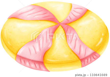 yellow circle candy Topped with pinkのイラスト素材 [110641089] - PIXTA
