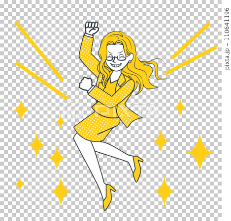 ジャンプしているOLのイラスト ジャンプしているOLのイラスト 110641196