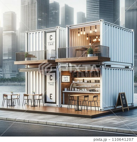 コンテナのお洒落なカフェ 110641207