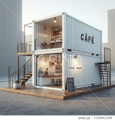 コンテナのお洒落なカフェ 110641208