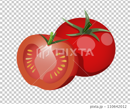 断面の見えるトマトのイラスト素材 110642012