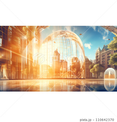 futuristic city concept with glass windows futuristic city concept with glass windows 110642370