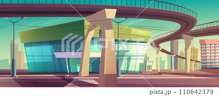 Modern city building and flyover road 110642379