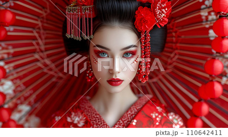Japanese style artistic portrait 110642411