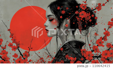 Japanese style artistic portrait 110642415