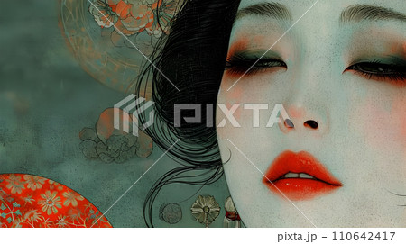 Japanese style artistic portrait Japanese style artistic portrait 110642417