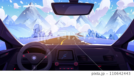 Rocky mountain landscape view from auto 110642443