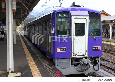 柘植駅に停車中の関西本線キハ120形 柘植駅に停車中の関西本線キハ120形 110642809