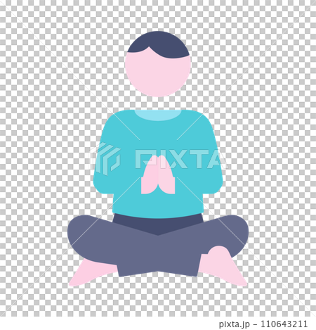 A man meditating cross-legged A man meditating cross-legged 110643211