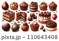 様々なチョコレートスイーツのリアルなイラスト 110643408
