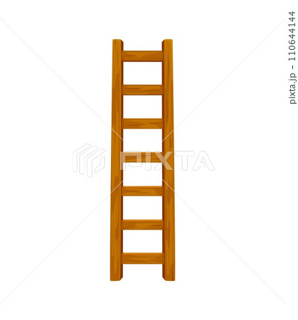 Rustic wooden ladder. Isolated cartoon vector versatile decor piece or functional tool. Crafted with natural wood, adds charm to homes, gardens, or events. Durable and timeless item Rustic wooden ladder. Isolated cartoon vector versatile decor piece or functional tool. Crafted with natural wood, adds charm to homes, gardens, or events. Durable and timeless item 110644144