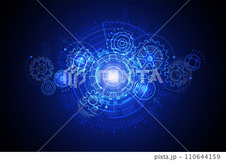 Abstract gear wheel mechanism background. Machine technology. Vector illustration 110644159
