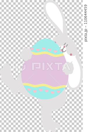 happy easter with bunny rabbit and egg, flat png transparent cartoon character design 110644459