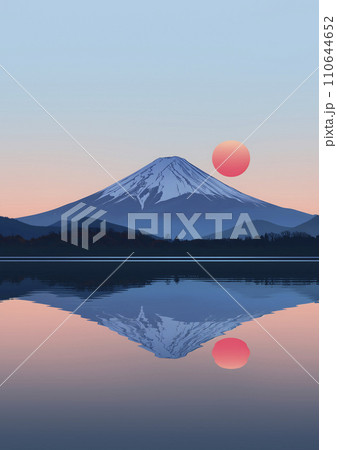 逆さ富士　富士山のイラスト（AI生成画像） 110644652