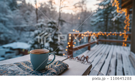 AI-generated content. Cup of Coffee on Wooden Table 110645288