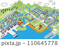 アイソメトリック・港町のジオラマイラスト港町（カラー） 110645778