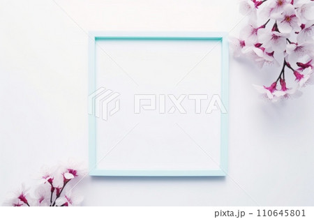 flowers and a photo frame on a white background 110645801