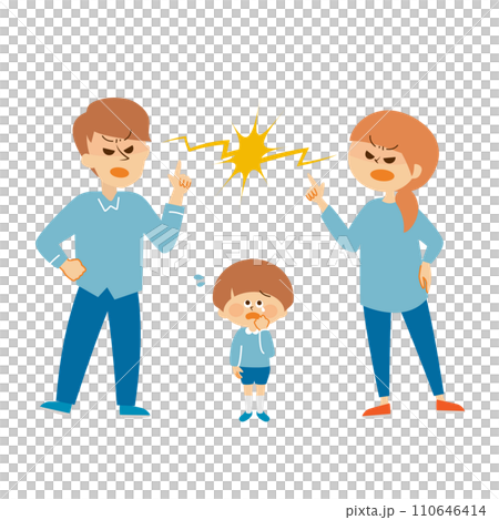 情侶打架和孩子可愛插畫素材 110646414