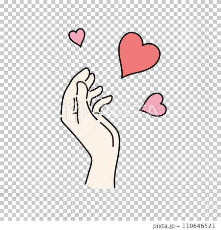 Hand and heart illustration color 02 110646521