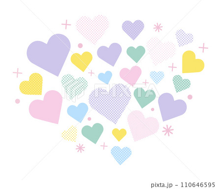 イースターに使えるカラフルなドットのハートが集まったベクターイラスト画像	 110646595